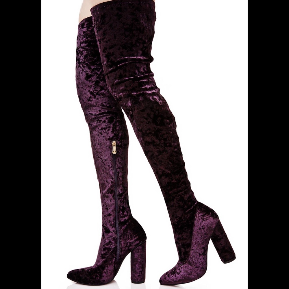 Sexy velvet amethyst High high boots SZ 8.5